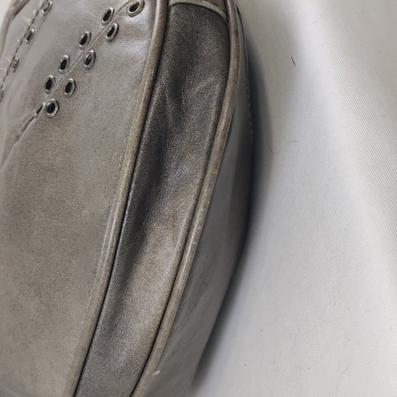 💥FINAL PRICE💥Dark Smokey Gray Leather Drawstring Crossbody Shoulder Bag. - Picture 10 of 14